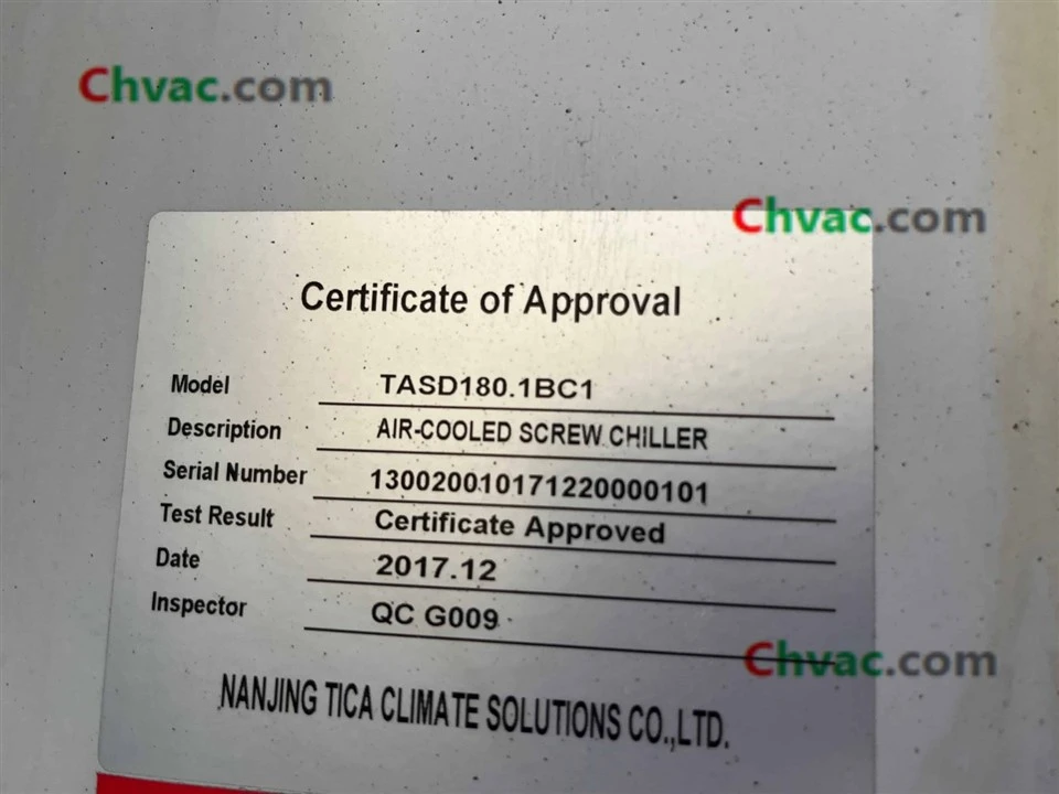 TICA 180RT Air-cooled Screw Chiller TASD180.1BC1 (Used) in Stock high quality